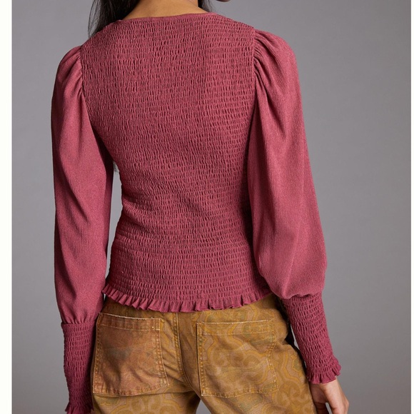 Anthropologie Smocked Puff-Sleeved Top size S - Picture 4 of 14